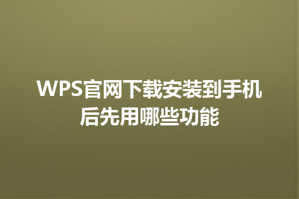 WPS官网下载安装到手机后先用哪些功能 三